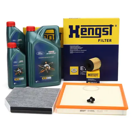 HENGST Filterset 3-tlg + 7L CASTROL 5W30 A5 Motor&ouml;l f&uuml;r FORD Tourneo/Transit 2.2 TDCi