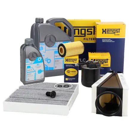 HENGST Filterset 4-tlg + 6L ORIGINAL 5W30 MB 229.51 Motor&ouml;l MERCEDES W205 S205 C205 OM651