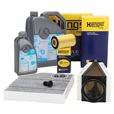 HENGST Filterset 3-tlg + 6L ORIGINAL 5W30 MB 229.51 Motor&ouml;l MERCEDES W205 S205 X253 OM651
