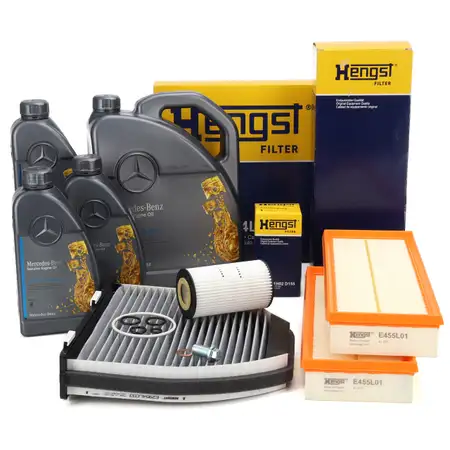 HENGST Filter Set + 8L ORIGINAL 5W40 for MB 229.5 Engine Oil MERCEDES W204 W212 X204 M272 M273