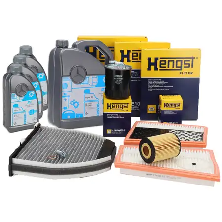HENGST Filterset 4-tlg + 8L ORIGINAL 5W30 MB 229.51 Motor&ouml;l MERCEDES W204 S204 X204 OM642
