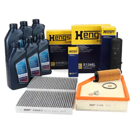 HENGST 4-Piece Filter Set + 6L ORIGINAL 5W30 Motor Oil for BMW G30, G31, G32, G11, G12, X5, G05, B47