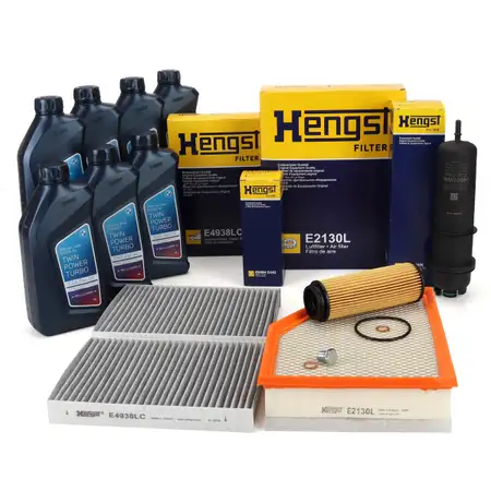 HENGST Filterset 4-tlg + 7L ORIGINAL 5W30 Motor&ouml;l f&uuml;r BMW G30 G31 G11 G12 X5 X6 M50d B57