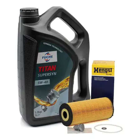 5L FUCHS TITAN SUPERSYN 5W-40 Motor&ouml;l &Ouml;l + HENGST &Ouml;lfilter f&uuml;r AUDI SEAT SKODA 1.9 SDI/TDI