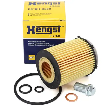 HENGST E818HD238 &Ouml;lfilter + Schraube f&uuml;r MERCEDES W176 W177 W204 W205 W212 10/C253 5/C167