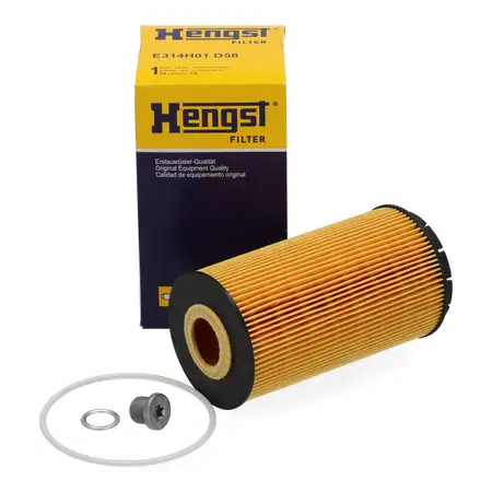 HENGST E314H01D58 &Ouml;lfilter + Schraube f&uuml;r AUDI A8 (4H D4) 6.3 W12 quattro 500 PS 2011-2018