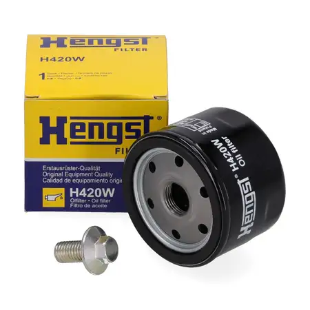 HENGST H420W &Ouml;lfilter + Schraube f&uuml;r FORD Kuga 3 2.5 FHEV / PHEV / Duratec Plug-in-Hybrid