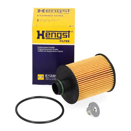 HENGST E124H02D202 &Ouml;lfilter + Schraube f&uuml;r OPEL Astra J Corsa D Meriva 1.3 CDTI 75/95 PS