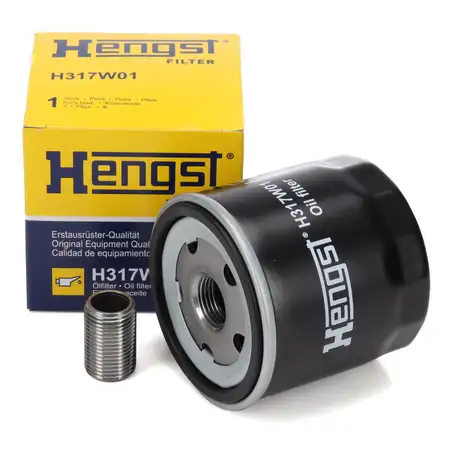HENGST &Ouml;lfilter + ORIGINAL Schraubstutzen f&uuml;r VW Golf 7 8 Passat Polo Tiguan 1.0-1.5 TSI