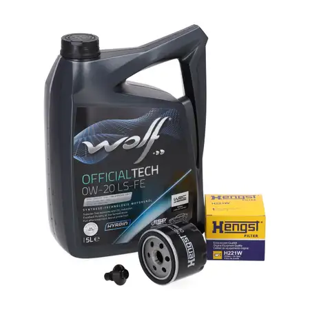 5L WOLF 0W20 LS-FE Motor&ouml;l + HENGST &Ouml;lfilter f&uuml;r FIAT 500X 334 Tipo 356 357 1.0 1.3