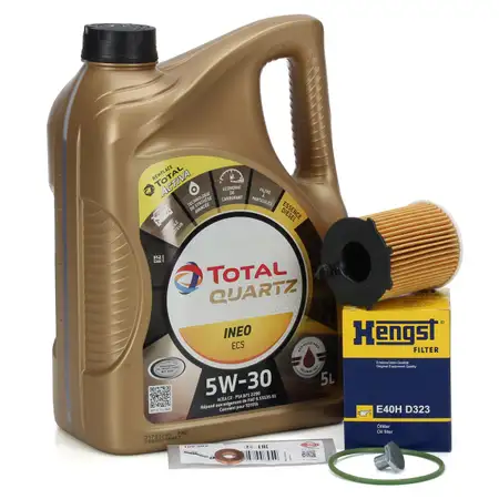 5L TOTAL QUARTZ INEO ECS 5W30 Motor&ouml;l + HENGST &Ouml;lfilter f&uuml;r CITROEN PEUGEOT 1.6 BlueHDi