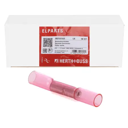 50x HERTH+BUSS ELPARTS Leitungsverbinder Kabelverbinder Sto&szlig;verbinder RUND ROT 0.5-1.5mm