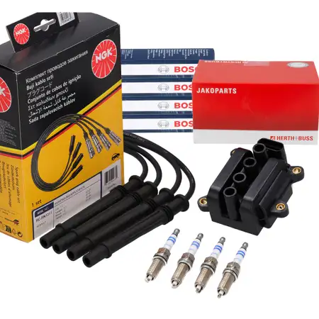 BREMI Ignition Coil + NGK Wiring Harness + 4x BOSCH Spark Plugs for RENAULT Clio 2, 3, 4, 1.2 16V