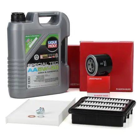 HERTH+BUSS Filterset + 5L LIQUI MOLY 5W30 Motor&ouml;l f&uuml;r HYUNDAI i30 FD KIA Cee'D ED 1.4 1.6