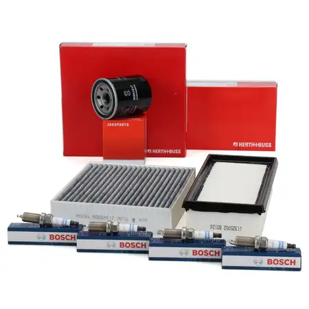 HERTH+BUSS JAKOPARTS Filter Set + 4x BOSCH Spark Plugs for MITSUBISHI Colt 6 1.5 109 hp
