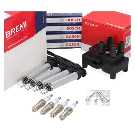 HERTH+BUSS Z&uuml;ndspule + BREMI Kabelsatz 4x BOSCH Z&uuml;ndkerze f&uuml;r FORD Fiestsa 5 1.3 ab 08.07