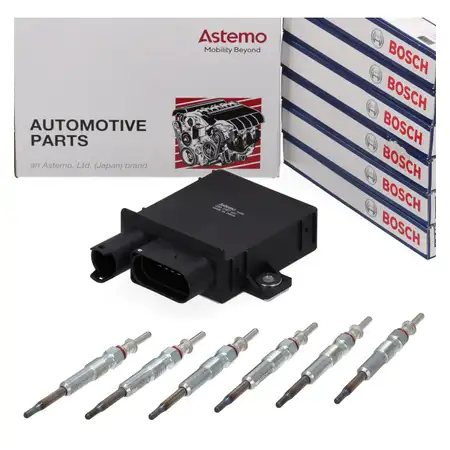 HITACHI ASTEMO Steuerger&auml;t Gl&uuml;hzeit + 6x BOSCH Gl&uuml;hkerze f&uuml;r BMW E46 E90-93 E60 E61 M57