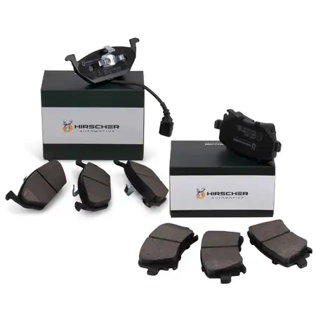 HIRSCHER Bremsbel&auml;ge + Sensor f&uuml;r VW Golf 5 6 AUDI A3 8P SKODA Octavia 2 vorne + hinten