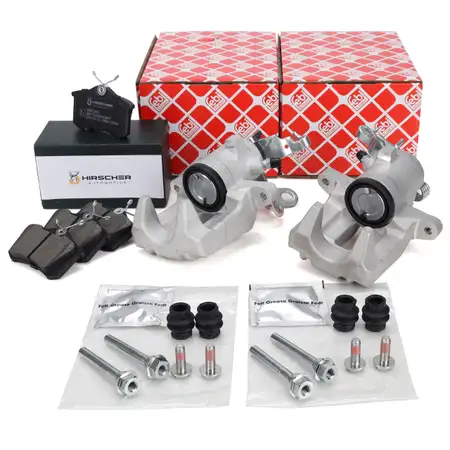 HIRSCHER Bremsbel&auml;ge + 2x febi Bremssattel &Oslash; 38mm f&uuml;r VW Golf 5 6 8P Leon Octavia 2 hinten