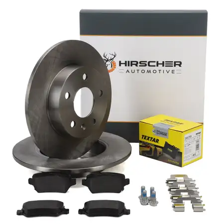HIRSCHER Bremsscheiben + TEXTAR Bremsbel&auml;ge f&uuml;r OPEL Astra G H Meriva A B A B hinten