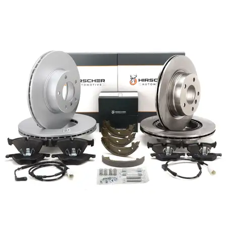 HIRSCHER Bremsscheiben Bel&auml;ge Sensor Bremsbacken f&uuml;r BMW 325i bis 03.2010 vorne hinten