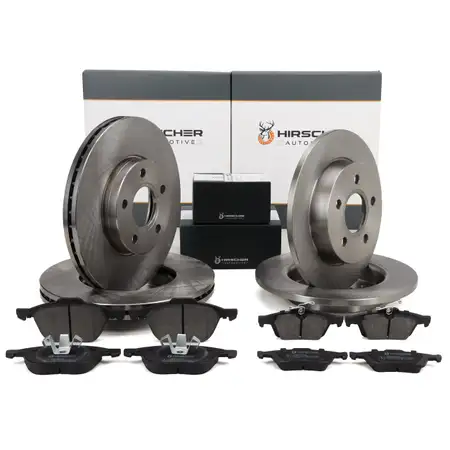 HIRSCHER Bremsscheiben + Bremsbel&auml;ge f&uuml;r FORD Focus 2 MK2 C-Max DM2 vorne + hinten