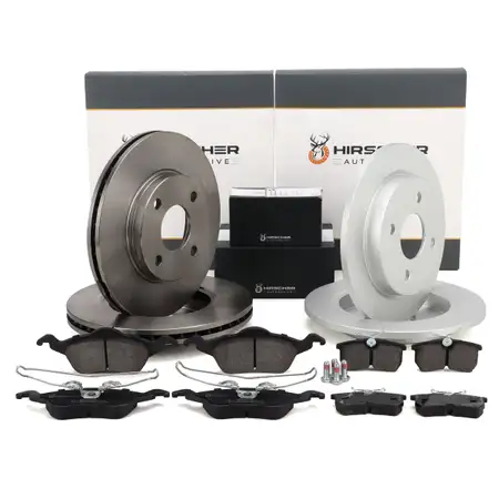 HIRSCHER Bremsen Set Bremsscheiben + Bremsbel&auml;ge f&uuml;r FORD Focus 1 MK1 vorne + hinten