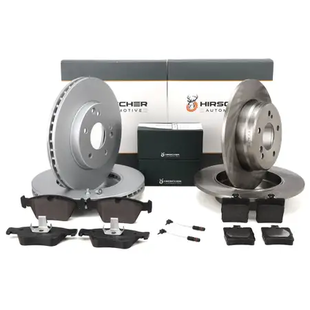HIRSCHER Bremsscheiben + Bel&auml;ge + Sensor f&uuml;r MERCEDES CLK 200/230 Kompresor vorne hinten