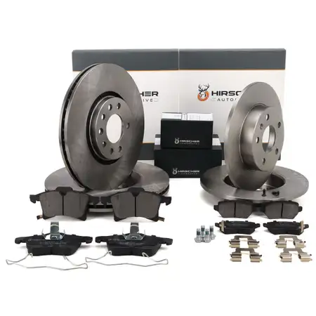 HIRSCHER Bremsscheiben + Bel&auml;ge f&uuml;r OPEL Astra H Meriva A B Zafira B 5-Loch vorne + hinten