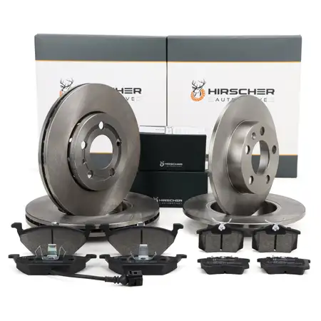 HIRSCHER Bremsscheiben Bel&auml;ge Sensor f&uuml;r VW Golf 4 Polo 9N IBiza 3 4 1 2 vorne + hintem
