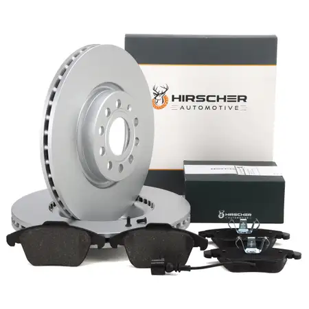 HIRSCHER Bremsscheiben + Bel&auml;ge + Sensor f&uuml;r VW Sharan 7N Tiguan 5N 8U Alhambra 1LJ vorne