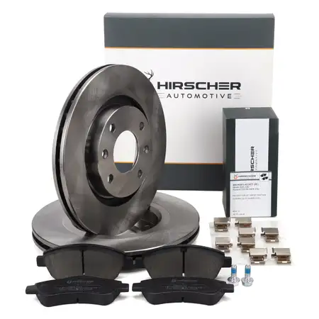 HIRSCHER Bremsscheiben + Bremsbel&auml;ge f&uuml;r PSA C2 C3 C4 206 207 208 301 OPEL Corsa F vorne