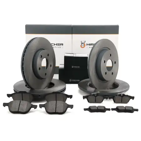 HIRSCHER Bremsscheiben + Bremsbel&auml;ge f&uuml;r VOLVO C30 C70 2 S40 2 V50 15 Zoll vorne + hinten