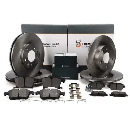 HIRSCHER Bremsscheiben Bel&auml;ge f&uuml;r OPEL Astra G H Meriva A B A B mit ABS vorne + hinten