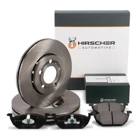 HIRSCHER Bremsscheiben + Bremsbel&auml;ge f&uuml;r VW Polo 4 5 6 8X Ibiza 3 4 Fabia 1 2 3 vorne