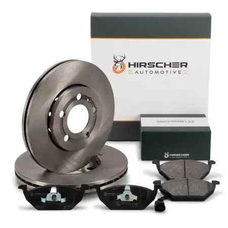 HIRSCHER Bremsscheiben + Bremsbel&auml;ge + Sensor f&uuml;r VW Golf 4 Polo 9N AUDI A3 8L1 vorne