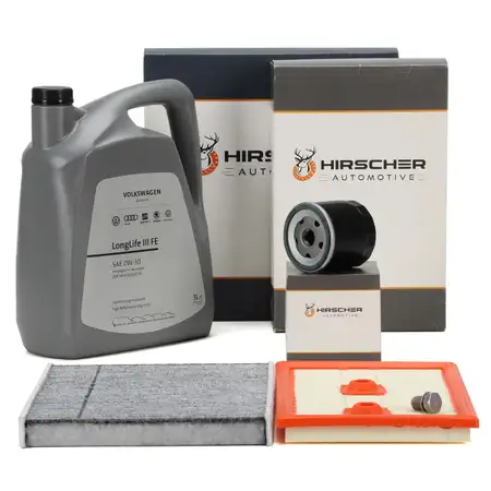 HIRSCHER Filterset + 5L ORIGINAL 0W30 Motor&ouml;l f&uuml;r VW Golf 7 Passat B8 AUDI 8V 1.2/1.4 TSI