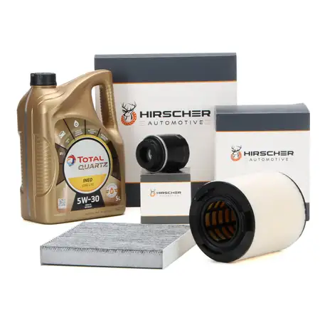 HIRSCHER Filterset + 5L TOTAL 5W30 Motor&ouml;l f&uuml;r VW Polo AUDI SEAT Ibiza Fabia 1.2/1.4 TSI