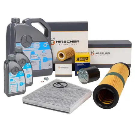 HIRSCHER 4-Piece Filter Set 7L ORIGINAL 5W30 Engine Oil for MERCEDES W211 E200/220/270CDI OM646/647