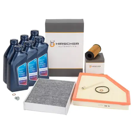 HIRSCHER Filterset + 6L ORIGINAL 5W30 Motor&ouml;l f&uuml;r BMW 1er F20/21 F22/23 3er F30-34 B48