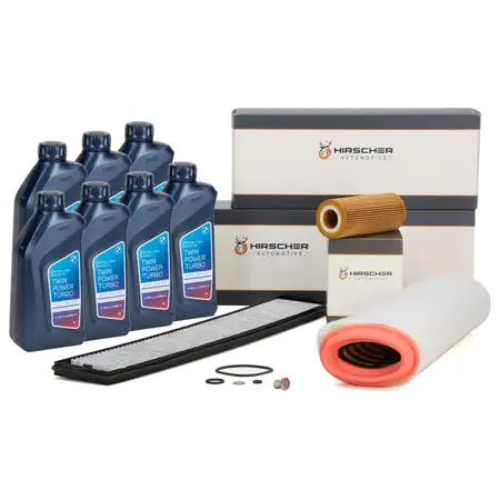 HIRSCHER Filterset 3-tlg + 7L ORIGINAL 5W30 Motor&ouml;l LL04 f&uuml;r BMW 3er E46 330d 204 PS M57