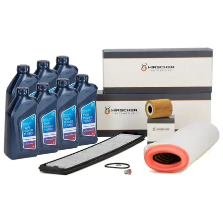 HIRSCHER Filterset 3-tlg + 7L ORIGINAL 5W30 Motor&ouml;l LL04 f&uuml;r BMW 3er E46 330d 184 PS M57