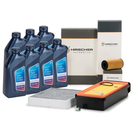 HIRSCHER Filterset 3-tlg + 7L ORIGINAL 5W30 Motor&ouml;l f&uuml;r BMW F30-34 330/35d 430/35d N57