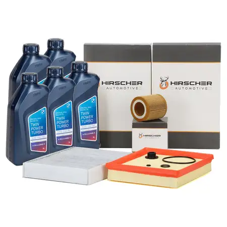 HIRSCHER Filterset + 5L ORIGINAL 5W30 Motor&ouml;l f&uuml;r BMW F20 F21 F22 F23 F30 F31 F32 F36 N20