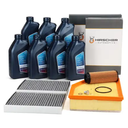 HIRSCHER Filterset 3-tlg + 7L ORIGINAL 5W30 Motor&ouml;l f&uuml;r BMW G30/31 G32 G11/12 X5 B57 B58