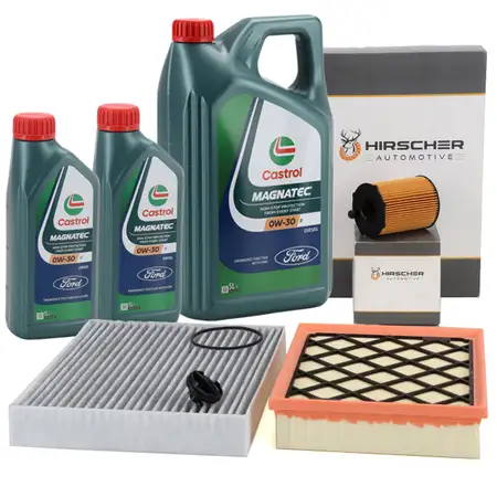 HIRSCHER 3-piece filter set + 7L ORIGINAL 0W30 engine oil for FORD Mondeo 5 S-Max 2.0 TDCi