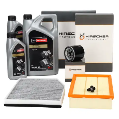 HIRSCHER Filterset 3-tlg + 7L ORIGINAL 5W30 A5 f&uuml;r FORD Transit V363 2.2 TDCi 01.14-07.14