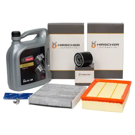 HIRSCHER Filterset + 5L ORIGINAL Motorcraft 5W30 Motor&ouml;l f&uuml;r FORD 2 1.4 1.6 bis 03.2007