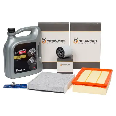 HIRSCHER Filterset + 5L ORIGINAL Motorcraft 5W30 Motor&ouml;l f&uuml;r FORD 2 1.8 2.0 bis 03.2007