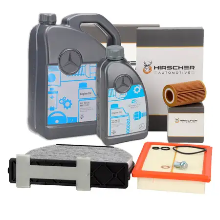 HIRSCHER Filterset + 6L ORIGINAL 5W30 Motor&ouml;l MERCEDES W204 S204 W212 S212 C/A207 M274